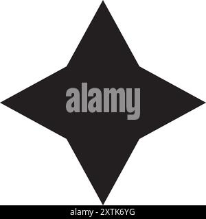 Four pointed star vector shape, isolated black color object, white background Stock Vector