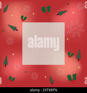 Christmas greeting card design. Christmas colors, snowflake, christmas tree. New year background. Vector illustration. copy space. Stock Vector