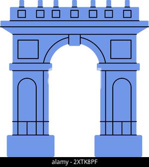 Arch of Triumph, France. Famous landmark in Paris, France. Vector illustration. Stock Vector