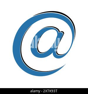 illustration of blue at sign icon on white background. Vector graphic. Stock Vector