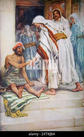 Illustration of Saint Peter and Saint John Healing the Lame Man Outside ...