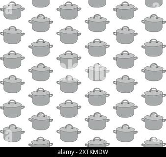 Vector seamless pattern of hand drawn doodle sketch colored cooking pot isolated on white background Stock Vector
