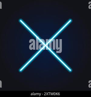 Neon icon, cross blue, ban  Vector illustration Stock Vector