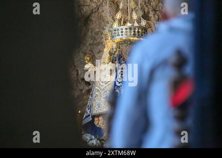 Covadonga, Spain, 15th August, 2024: Image of Our Lady of Covadonga during Daily life in Onís, on August 15, 2024, in Covadonga, Spain. Credit: Alberto Brevers / Alamy Live News. Stock Photo