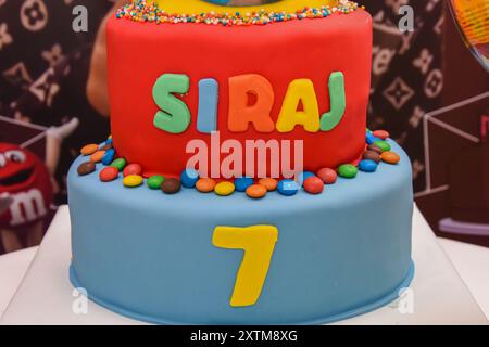 Rabat. Morocco. M&M's birthday cake. on the date . 12-15-2022 Stock Photo