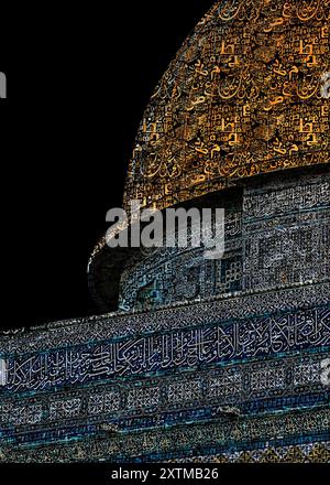 Repeated Arabic letters without any meaning, makes up a Jerusalem, Translation is conversion from these letters Stock Photo