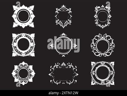 Intricate Vintage Frame Set - Ornate Vector Art for Elegant Design Projects , Cards , and Backgrounds Stock Vector