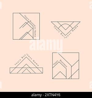 Modern Geometric Business Logo Collection in Minimalist Style Stock Vector