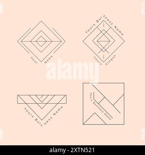 Minimalist Geometric Business Logo Set in Modern Abstract Style Stock Vector