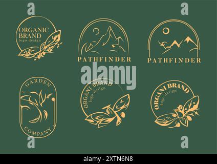 Elegant Nature-Inspired Logo Collection Stock Vector