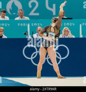 Paris, Ile de France, France. 1st Aug, 2024. ELSABETH BLACK (CAN) of Canada, competes in the Artistic Gymnastics Women's All-Around Final at the Bercy Arena during the 2024 Paris Summer Olympics in Paris, France. (Credit Image: © Walter Arce/ZUMA Press Wire) EDITORIAL USAGE ONLY! Not for Commercial USAGE! Stock Photo