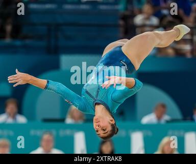 Paris, Ile de France, France. 1st Aug, 2024. MANILA ESPOSITO (ITA) of Italy, competes in the Artistic Gymnastics Women's All-Around Final at the Bercy Arena during the 2024 Paris Summer Olympics in Paris, France. (Credit Image: © Walter Arce/ZUMA Press Wire) EDITORIAL USAGE ONLY! Not for Commercial USAGE! Stock Photo