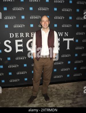 Derren Brown attends the Broadway opening night after party for 'Derren Brown: Secret' at the Times Square Edition Paradise Club in New York. Stock Photo