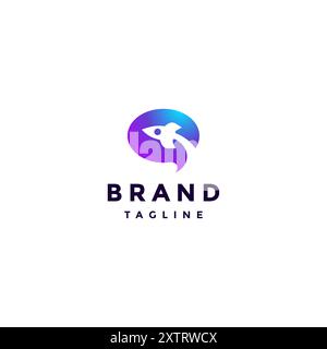Rocket Messenger Logo Design. Message Icon With Silhouette Of Rocket Launching In It Logo Design. Stock Vector