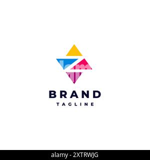 The letter Z is in the negative space between four colorful triangles. Stock Vector