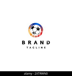 Soccer Ball With Three Spinning Arrows Design. Colorful Three Spinning Arrows With Soccer Ball Inside Logo Design. Stock Vector