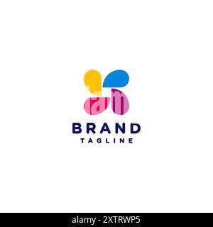 Simple Colorful Propeller Logo Design. Four Harmoniously Rotating Semicircle Geometry Symbols Design. Stock Vector