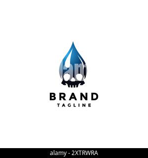 Skull Poison Drops Logo Design. Water Drop With Skull Symbol Underneath Logo Design. Stock Vector