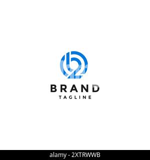 Simple Initial Letter b2 Logo Design. Initial letter b And Number 2 In Simple Lines Design. Stock Vector