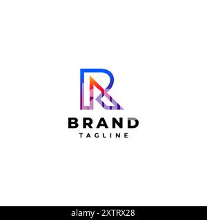 AR Letter Initial In Colorful Outline Logo Design. Initial Letter A and R In One Continuous Line Logo Design. Stock Vector