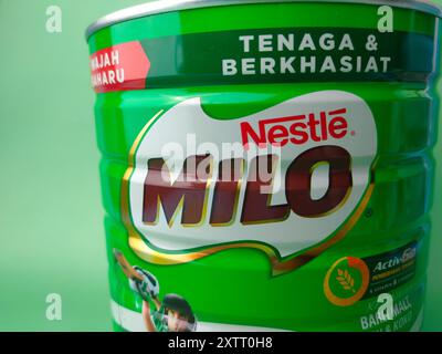 Malaysia, Perak, 2 January 2022: Nestle Milo is a nutritious chocolate malt drink. Stock Photo