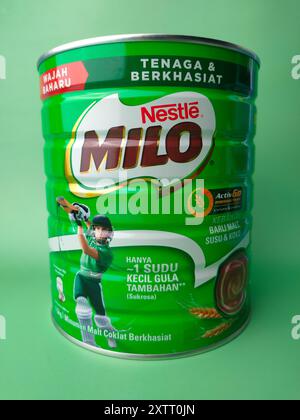 Malaysia, Perak, 2 January 2022: Nestle Milo is a nutritious chocolate malt drink. Stock Photo