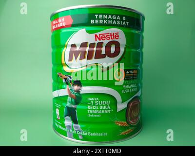 Malaysia, Perak, 2 January 2022: Nestle Milo is a nutritious chocolate malt drink. Stock Photo