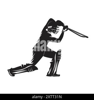 cricket batsman silhouette stock vector Stock Vector