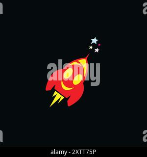 Funny Rocket Launch Technology Business Icon Stock Vector