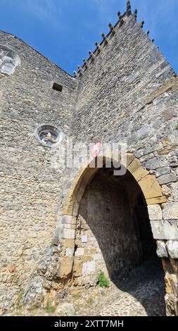 City gate, Pérouges, Medieval village, Ain, AURA Region, France Stock Photo