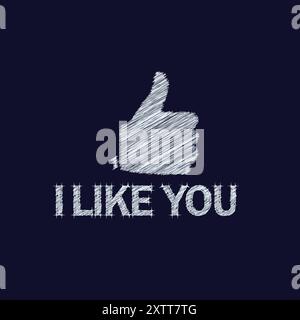 I Like You with Like Hand Design Shape Stock Vector