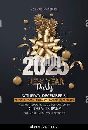 2025 Happy New Year club poster Background for your Flyers and Greetings Card graphic or new year themed party invitations. abstract vector illustrati Stock Vector
