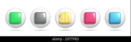 Stop icons. 3d realistic sets of stop icons and buttons for minimal and creative designs. 3d Sets of Vector Elements. Stock Vector