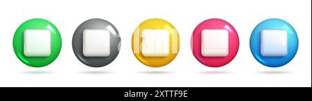 Stop icons. 3d realistic sets of stop icons and buttons for minimal and creative designs. 3d Sets of Vector Elements. Stock Vector