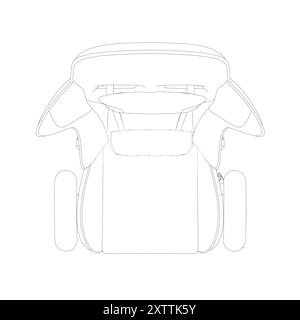 Pc Chair Drawing Gaming chair contour vector illustration. Drawing of computer chair ...
