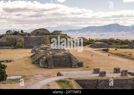 Monte Alban, Oaxaca. View of old ruins of archaeological zone Stock Photo