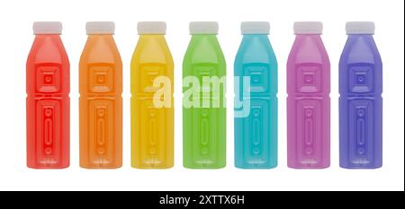 Plastic juice bottles isolated on a white background. With clipping path Stock Photo