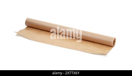 Roll of parchment paper, baking paper isolated on white background. With clipping path Stock Photo