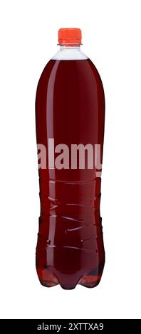Cola in transparent plastic bottle. Front view. Isolated on a white background. With clipping path Stock Photo
