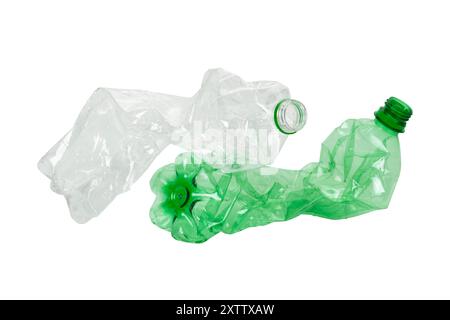 Used plastic bottles on white bacground. With clipping path Stock Photo