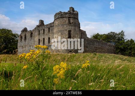 Balvenie Castle is a ruined castle north of Dufftown in the Moray region of Scotland. Stock Photo