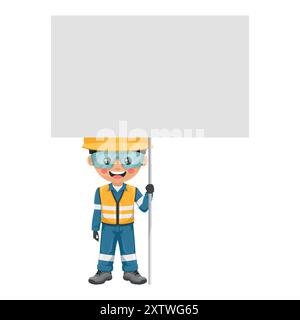 Industrial worker holding safety first sign. Engineer with his personal ...