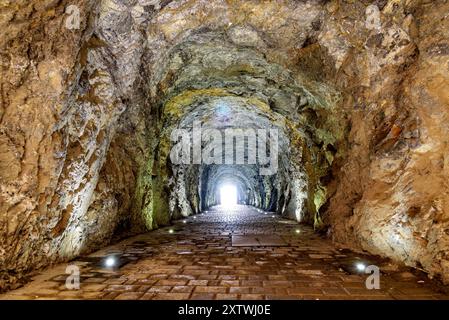 Tunnel to the underground lake 'Proval' ('Sinkhole'). Pyatigorsk, Russia Stock Photo