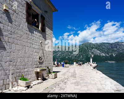 The island of Our Lady of the Rocks in the Bay of Kotor Perast Kotor Coastal Region Montenegro Stock Photo