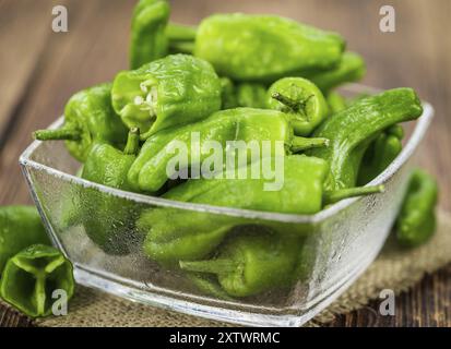 Portion of fresh Raw Pimientos close-up shot, selective focus Stock Photo