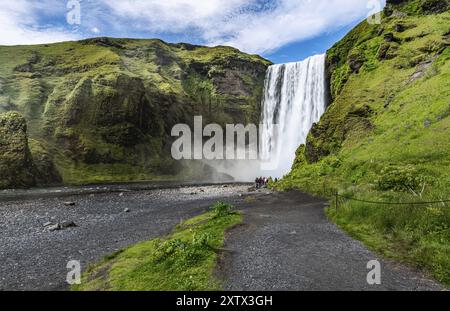 Skogafoss waterfall in the southern part Iceland at a summer day Stock Photo