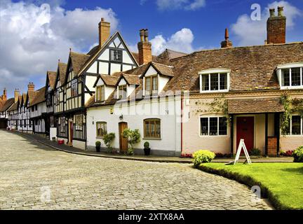 Historic half-timbered houses in Warwick a medieval town in Warwickshire on the River Avon, England, County, Warwick, United Kingdom, Europe Stock Photo