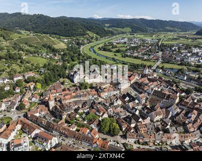The old town centre of Gengenbach on the river Kinzig, aerial view, Ortenaukreis, Baden-Wuerttemberg, Germany, Europe Stock Photo