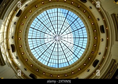 Rio de Janeiro, Brazil - August 15, 2024: The dome of Banco do Brasil cultural center seen from below with its beautiful geometric forms Stock Photo