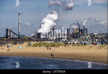 The Tata Steel steel and smelting works in IJmuiden, Velsen, North Holland, Netherlands, largest industrial area in the Netherlands, 2 blast furnaces Stock Photo